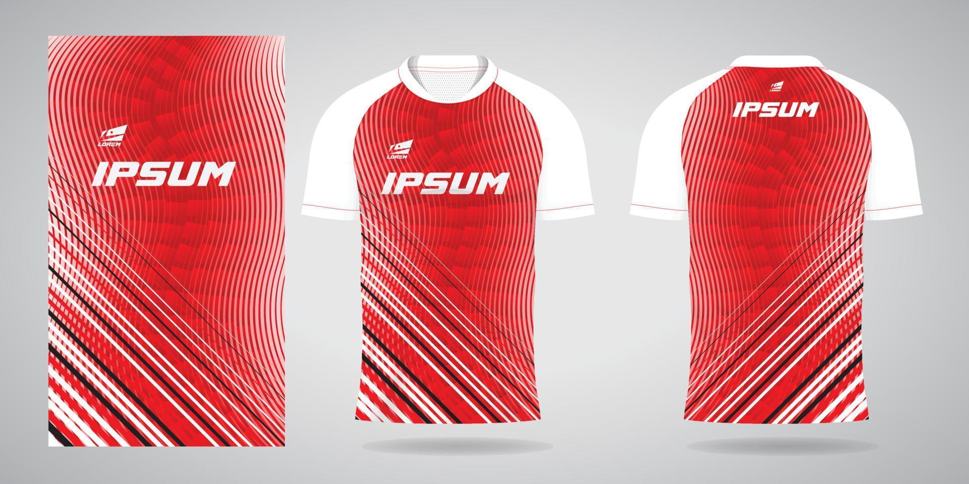 red white sports jersey template for team uniforms and Soccer t shirt design vector