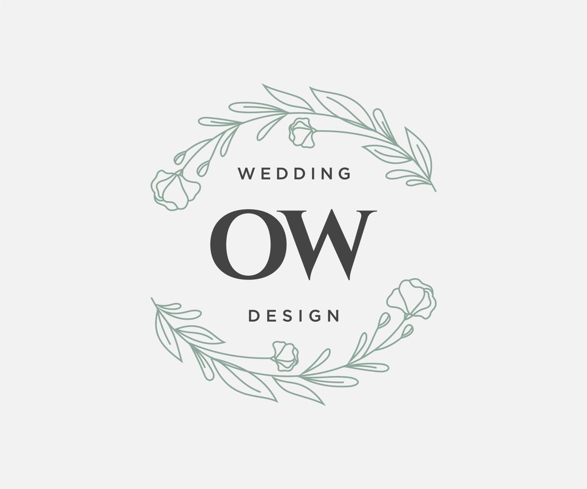 OW Initials letter Wedding monogram logos collection, hand drawn modern minimalistic and floral templates for Invitation cards, Save the Date, elegant identity for restaurant, boutique, cafe in vector