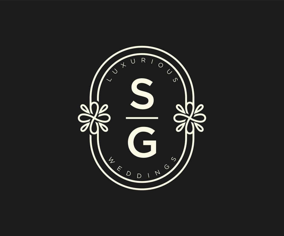 SG Initials letter Wedding monogram logos template, hand drawn modern minimalistic and floral templates for Invitation cards, Save the Date, elegant identity. vector
