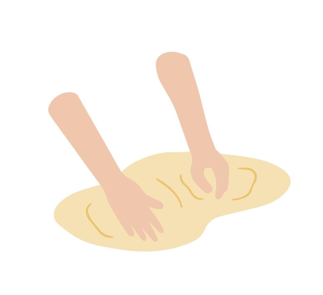 Preparation of dough for pizza or baking. Homemade bakery and cake. Cooking and food. Flat cartoon vector