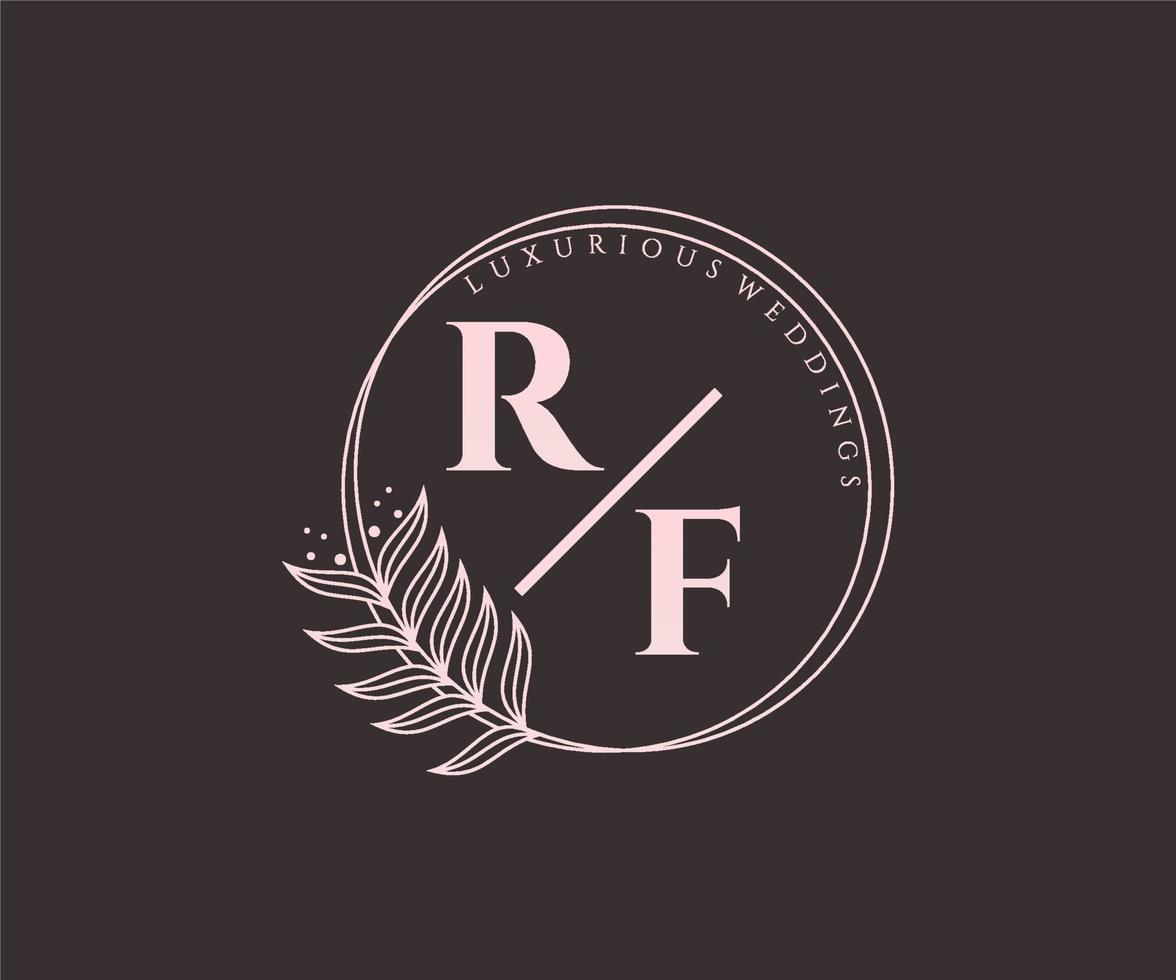 RF Initials letter Wedding monogram logos template, hand drawn modern minimalistic and floral templates for Invitation cards, Save the Date, elegant identity. vector