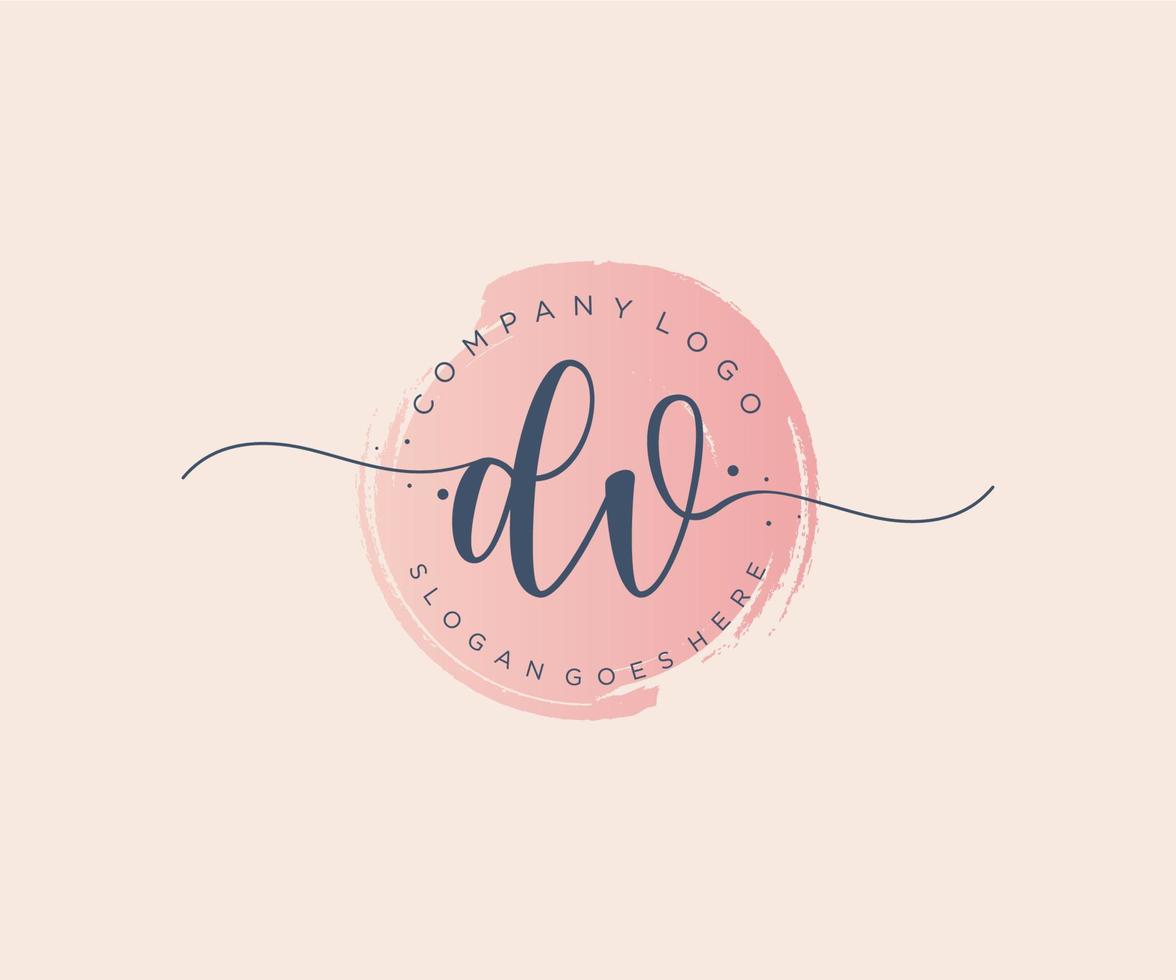 Initial DV feminine logo. Usable for Nature, Salon, Spa, Cosmetic and Beauty Logos. Flat Vector Logo Design Template Element.