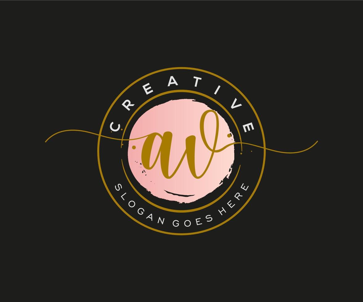 initial AV Feminine logo beauty monogram and elegant logo design, handwriting logo of initial signature, wedding, fashion, floral and botanical with creative template. vector