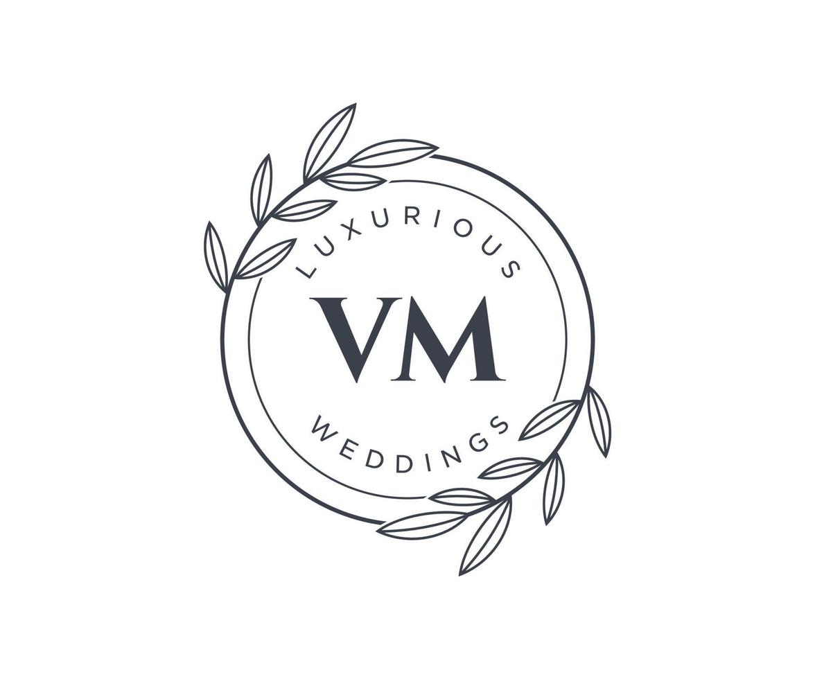 VM Initials letter Wedding monogram logos template, hand drawn modern minimalistic and floral templates for Invitation cards, Save the Date, elegant identity. vector