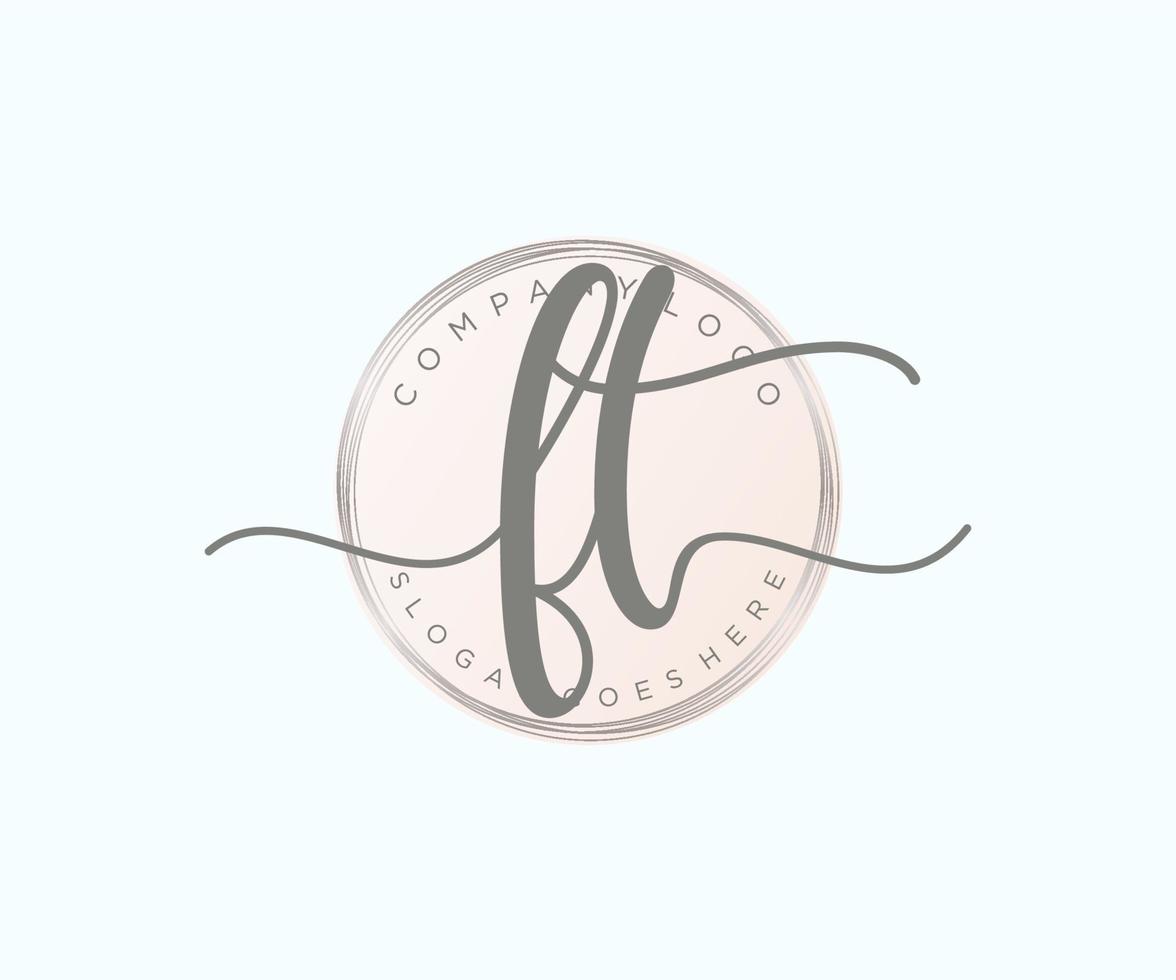 Initial FT feminine logo. Usable for Nature, Salon, Spa, Cosmetic and Beauty Logos. Flat Vector Logo Design Template Element.
