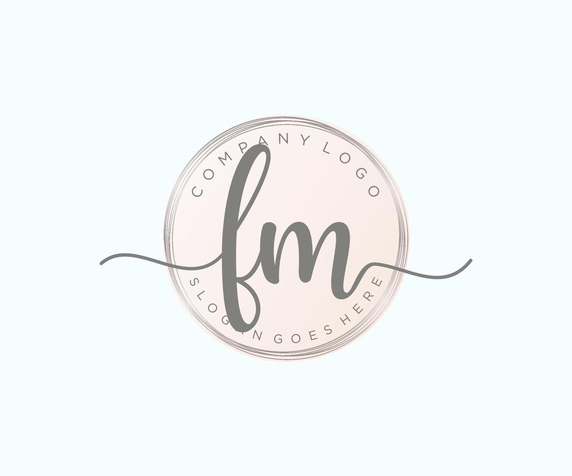 logotipo femenino fm inicial. utilizable para logotipos de naturaleza, salón, spa, cosmética y belleza. elemento de plantilla de diseño de logotipo de vector plano.