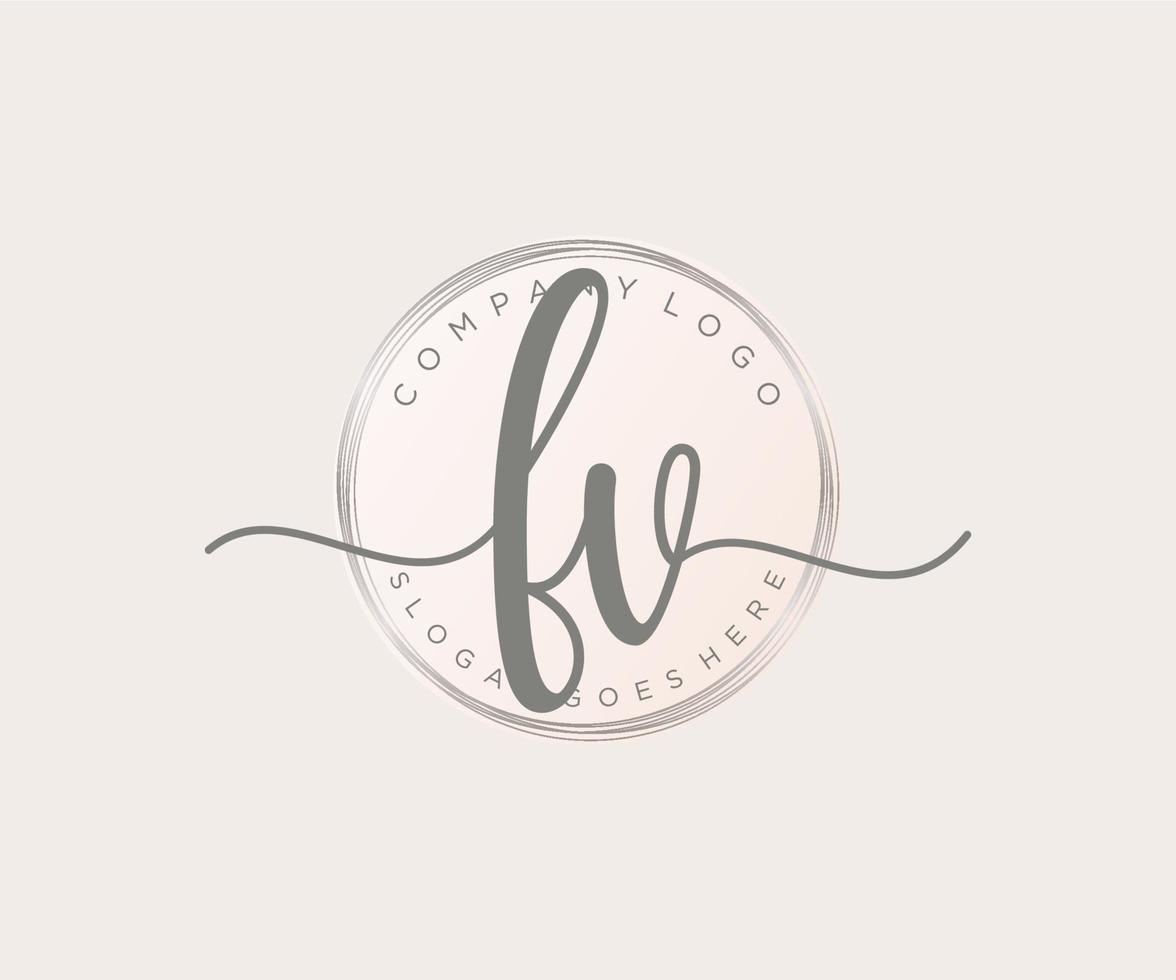 Initial FV feminine logo. Usable for Nature, Salon, Spa, Cosmetic and Beauty Logos. Flat Vector Logo Design Template Element.