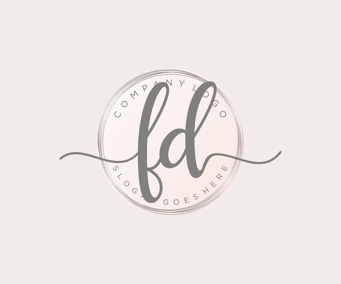 Initial FD feminine logo. Usable for Nature, Salon, Spa, Cosmetic and Beauty Logos. Flat Vector Logo Design Template Element.