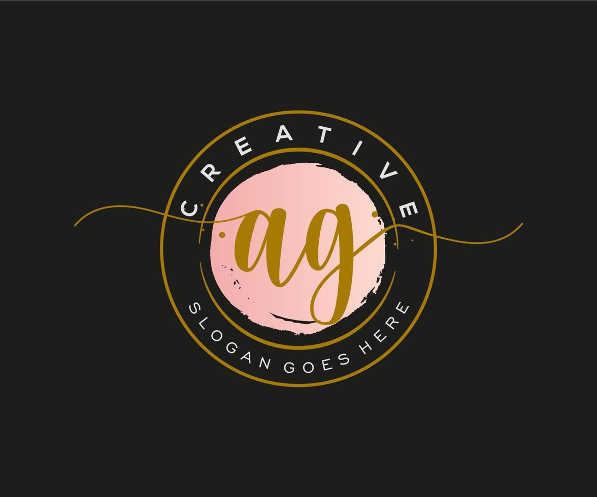 initial AG Feminine logo beauty monogram and elegant logo design, handwriting logo of initial signature, wedding, fashion, floral and botanical with creative template. vector