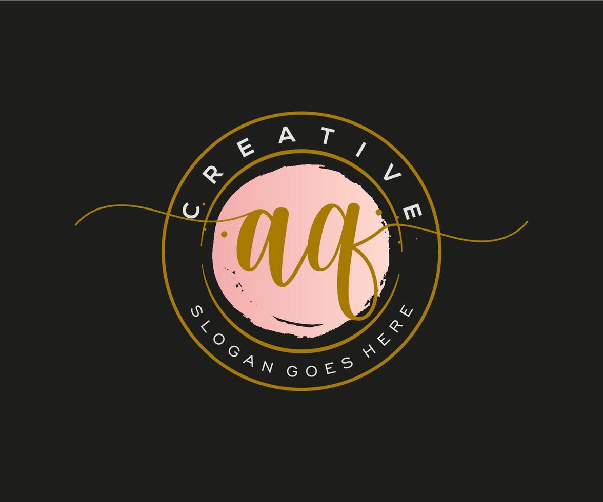 initial AQ Feminine logo beauty monogram and elegant logo design, handwriting logo of initial signature, wedding, fashion, floral and botanical with creative template. vector