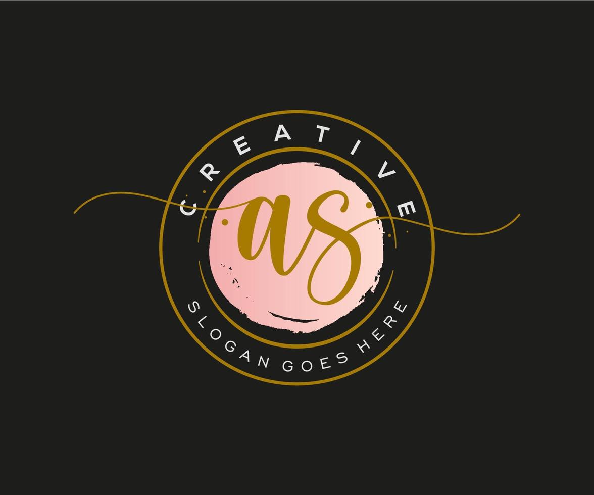 initial AS Feminine logo beauty monogram and elegant logo design, handwriting logo of initial signature, wedding, fashion, floral and botanical with creative template. vector