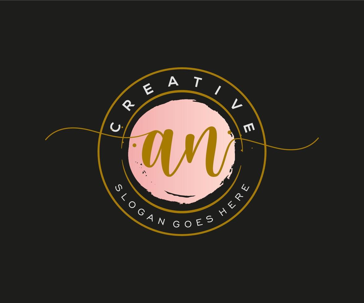 initial AN Feminine logo beauty monogram and elegant logo design, handwriting logo of initial signature, wedding, fashion, floral and botanical with creative template. vector