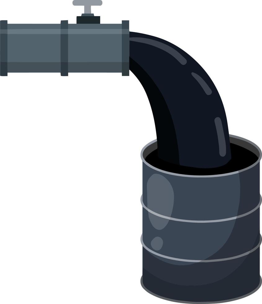 Barrel of oil. Combustible fossil fuel. Petroleum packaging. Black Tank with gasoline. Resource-based economy and industry. vector