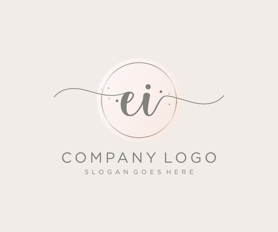 Initial EI feminine logo. Usable for Nature, Salon, Spa, Cosmetic and Beauty Logos. Flat Vector Logo Design Template Element.