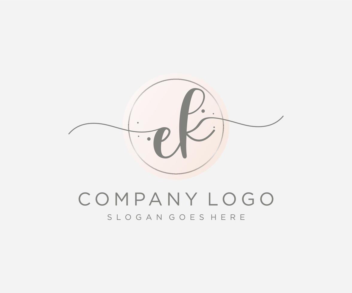 Initial EK feminine logo. Usable for Nature, Salon, Spa, Cosmetic and Beauty Logos. Flat Vector Logo Design Template Element.