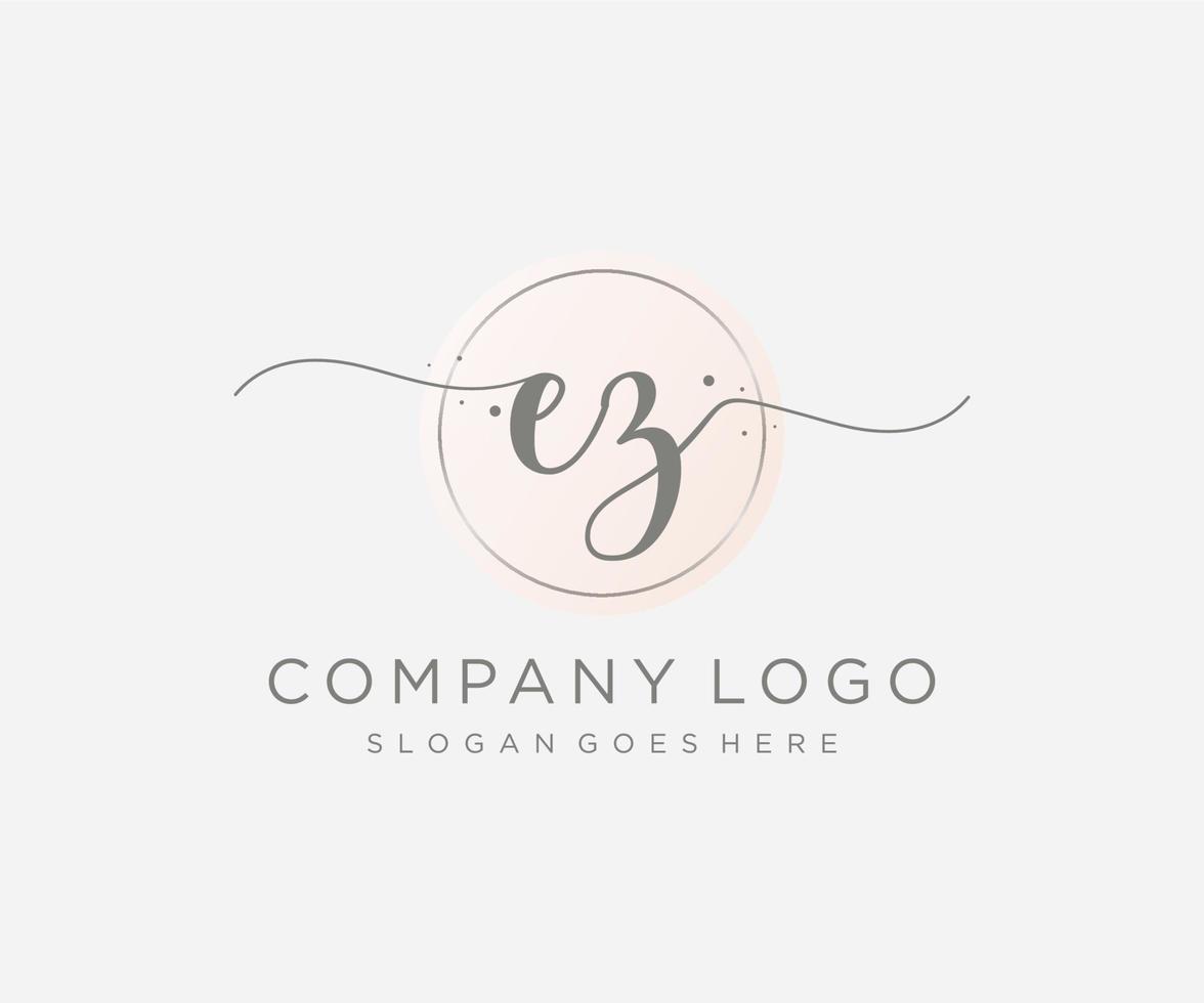 Initial EZ feminine logo. Usable for Nature, Salon, Spa, Cosmetic and Beauty Logos. Flat Vector Logo Design Template Element.