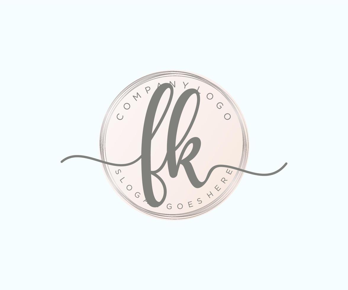 Initial FK feminine logo. Usable for Nature, Salon, Spa, Cosmetic and Beauty Logos. Flat Vector Logo Design Template Element.