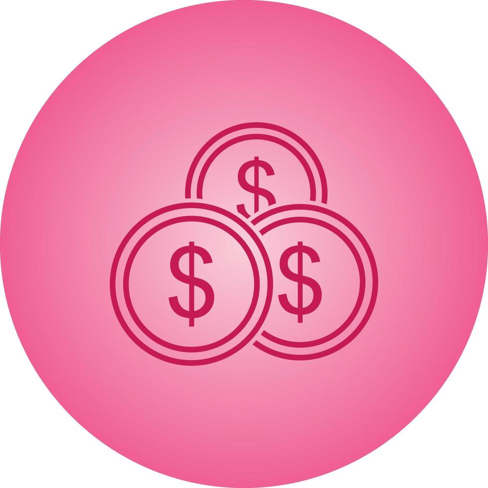 Beautiful Dollar coins Vector line icon