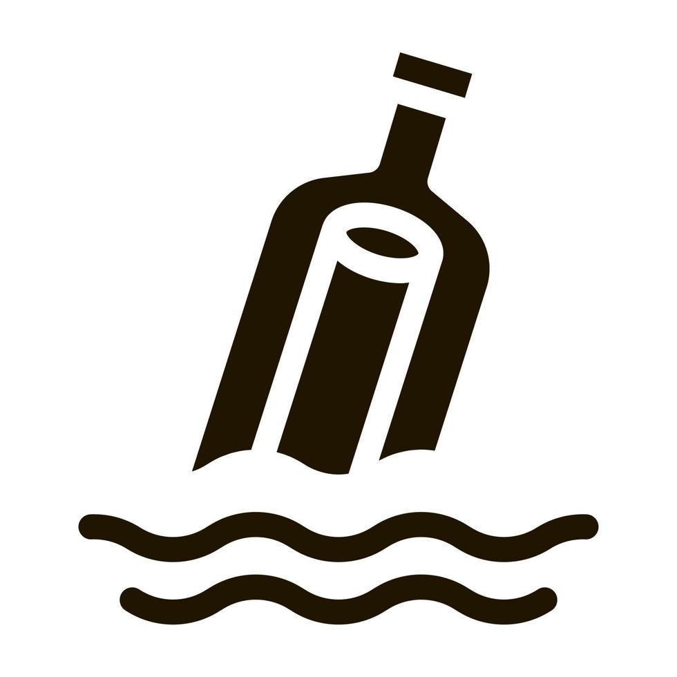 mensaje en botella icono vector glifo ilustración