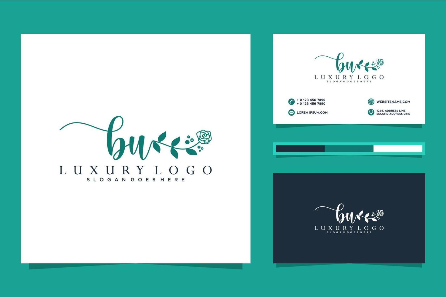 colecciones iniciales de logotipo femenino bu y vector premium de plantilla de tarjeta de visita