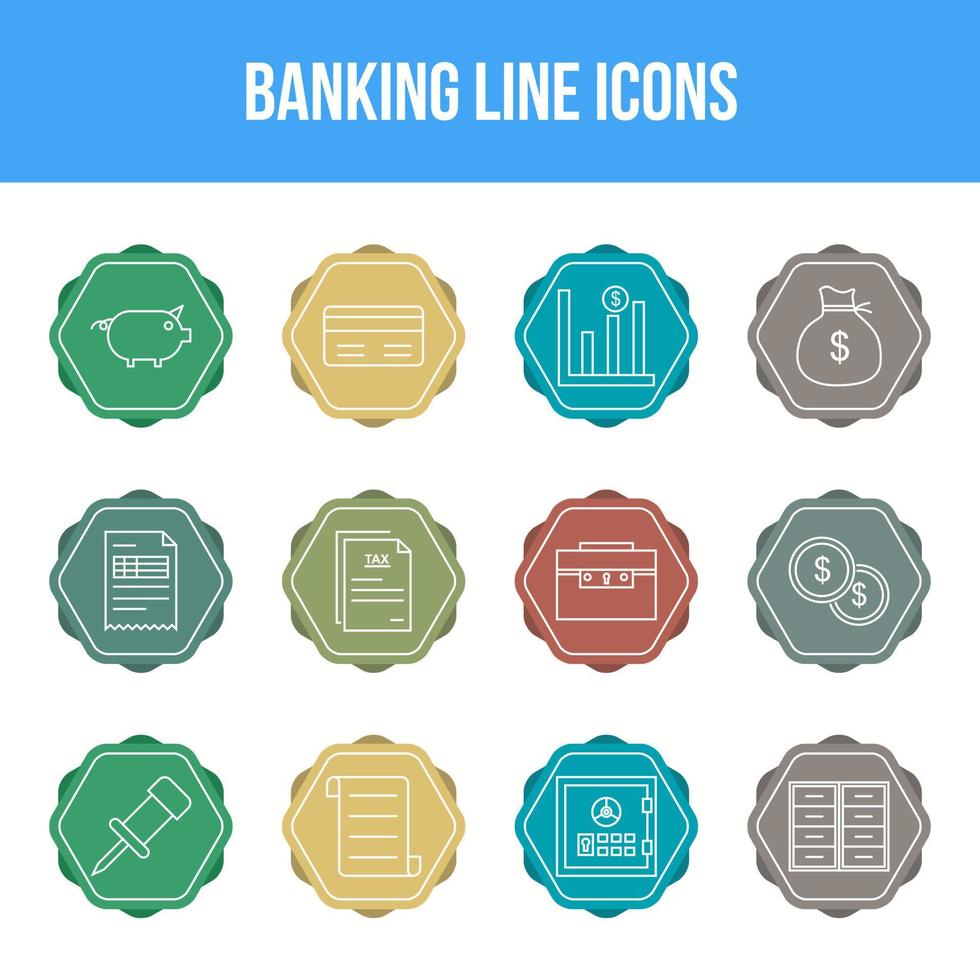 Unique Banking Line icon set vector