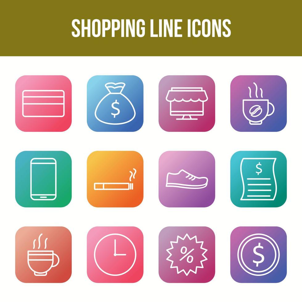 Unique Shopping Line icon set vector