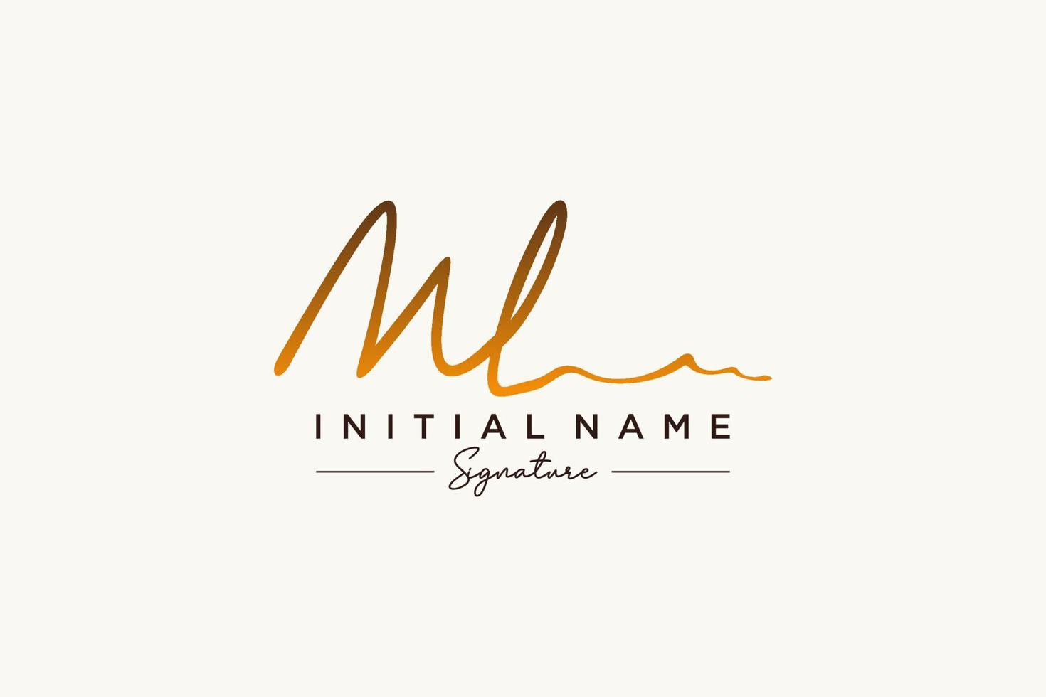 Initial ML signature logo template vector. Hand drawn Calligraphy lettering Vector illustration.