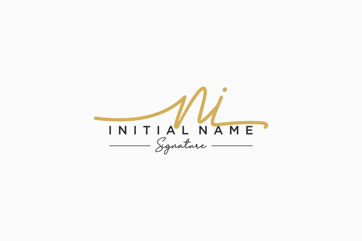 Initial NI signature logo template vector. Hand drawn Calligraphy lettering Vector illustration.