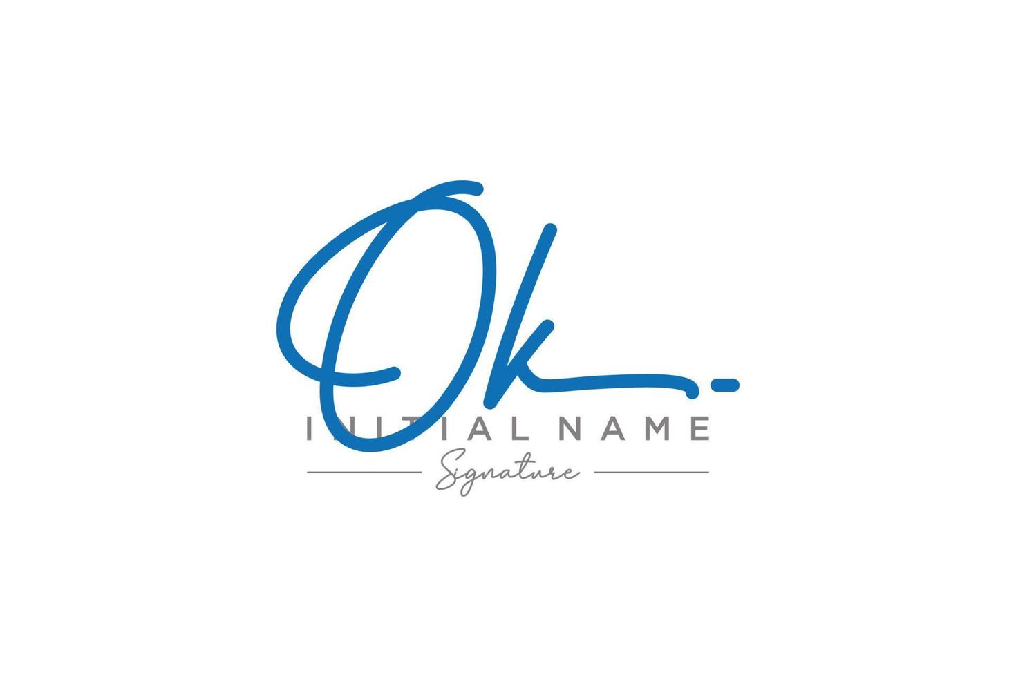Initial OK signature logo template vector. Hand drawn Calligraphy lettering Vector illustration.