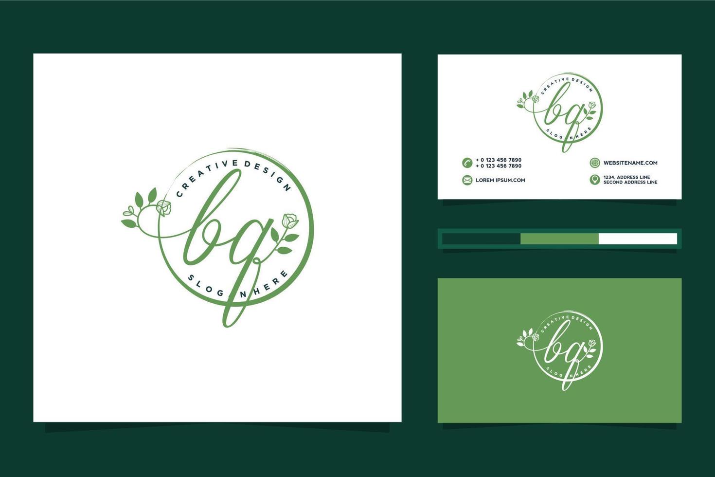 Initial BQ Feminine logo collections and business card templat Premium Vector
