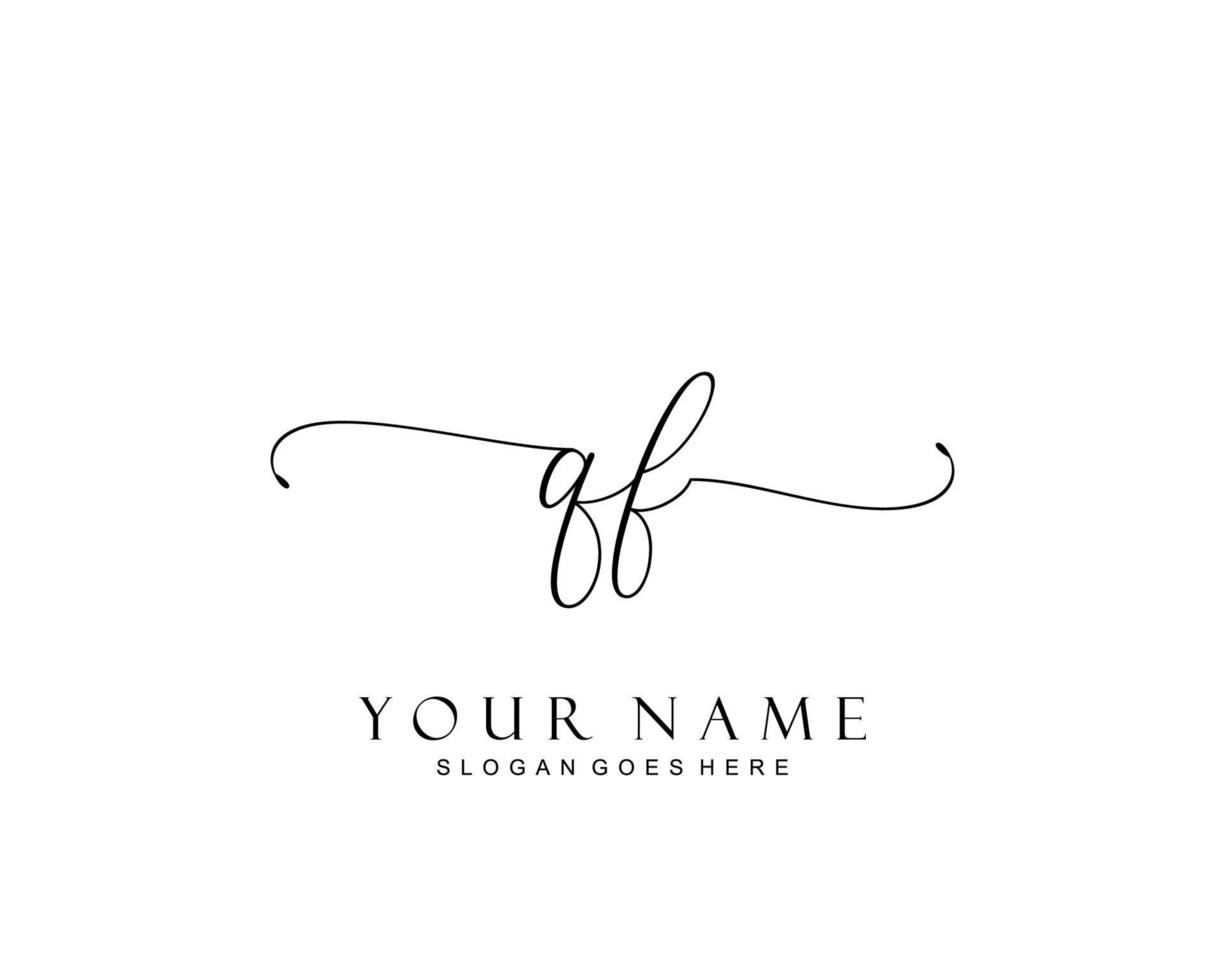 Initial QF beauty monogram and elegant logo design, handwriting logo of initial signature, wedding, fashion, floral and botanical with creative template. vector