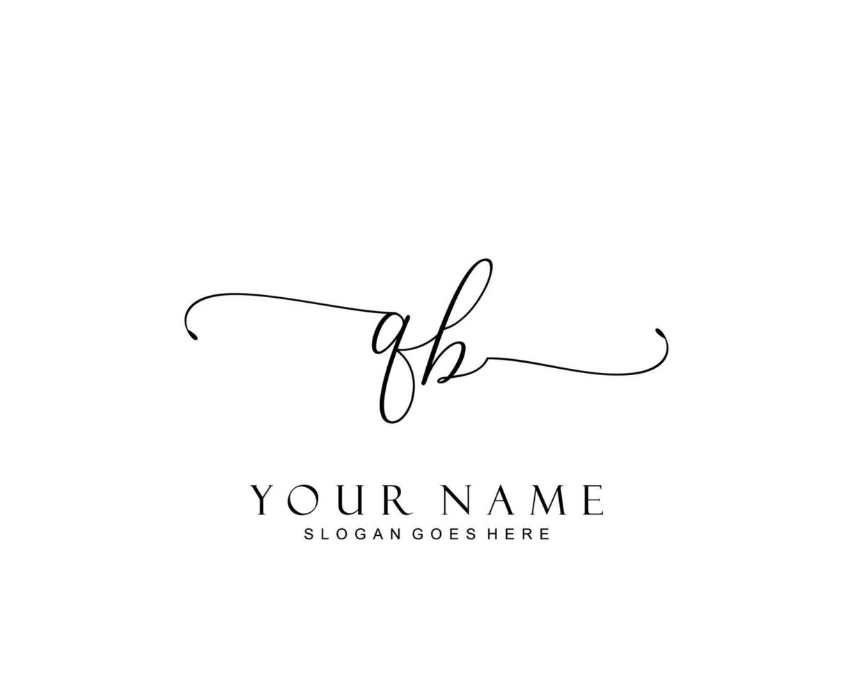 Initial QB beauty monogram and elegant logo design, handwriting logo of initial signature, wedding, fashion, floral and botanical with creative template. vector