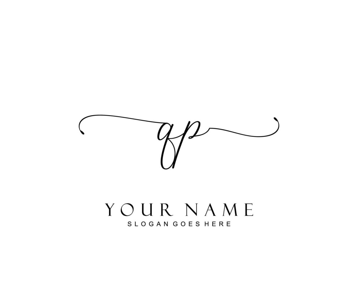 Initial QP beauty monogram and elegant logo design, handwriting logo of initial signature, wedding, fashion, floral and botanical with creative template. vector