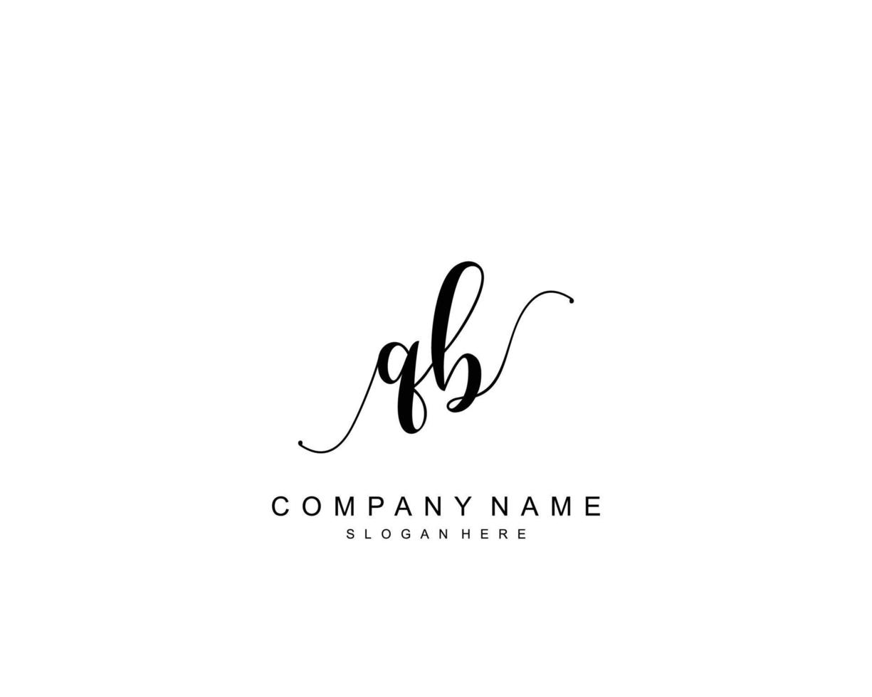 Initial QB beauty monogram and elegant logo design, handwriting logo of initial signature, wedding, fashion, floral and botanical with creative template. vector