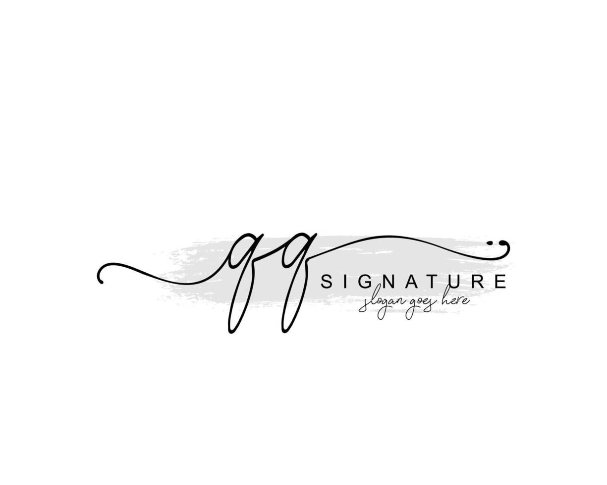 Initial QQ beauty monogram and elegant logo design, handwriting logo of initial signature, wedding, fashion, floral and botanical with creative template. vector