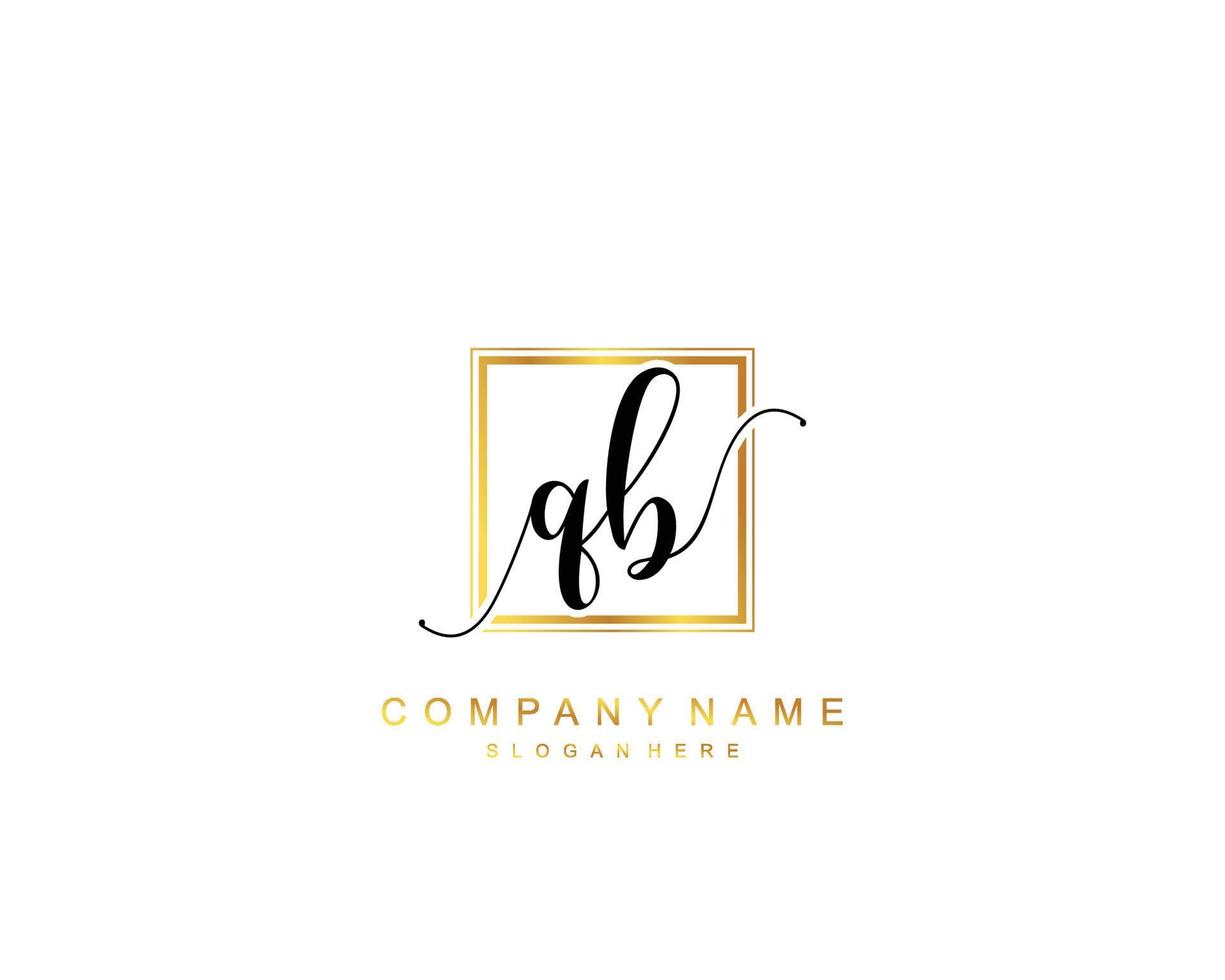 Initial QB beauty monogram and elegant logo design, handwriting logo of initial signature, wedding, fashion, floral and botanical with creative template. vector