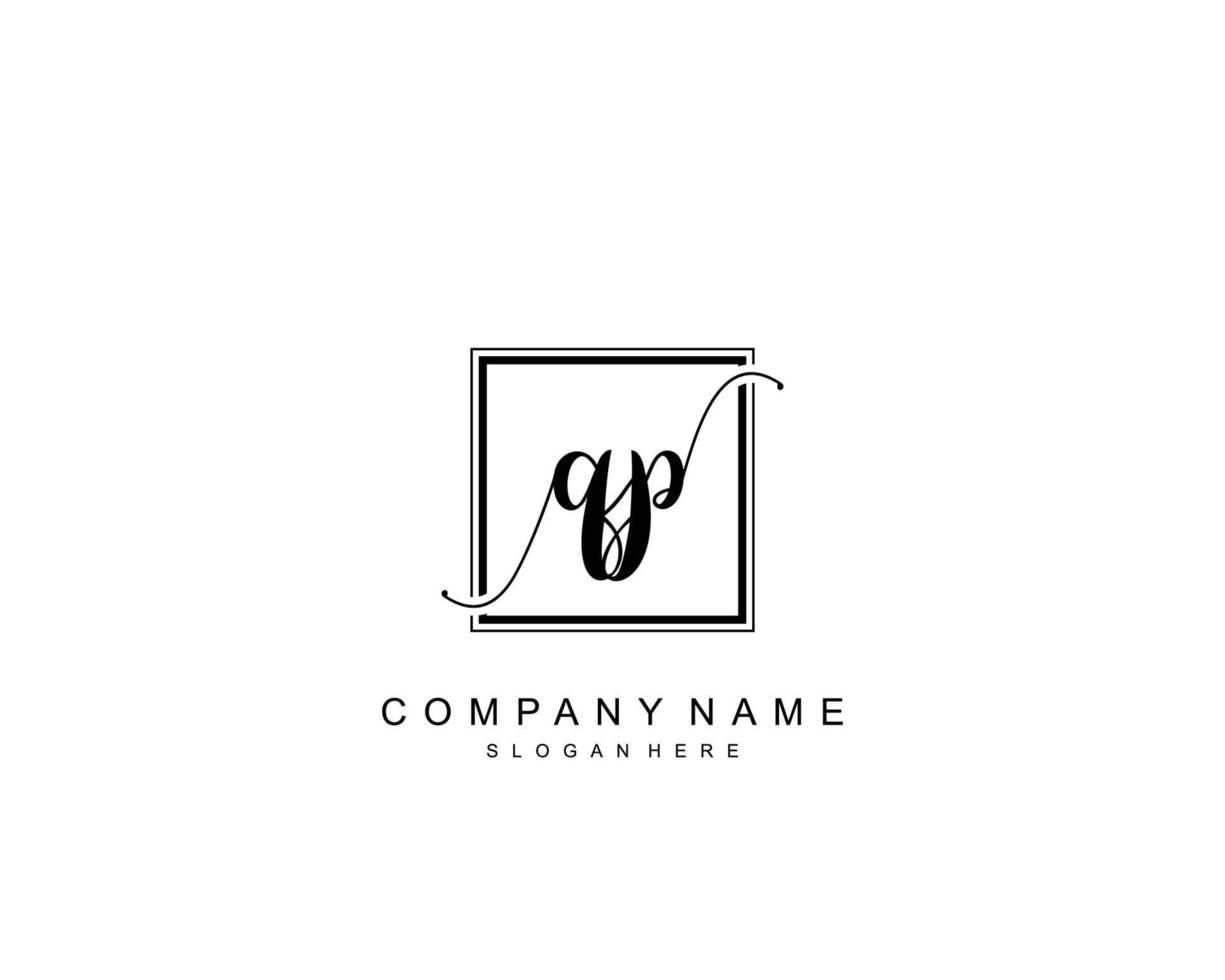 Initial QP beauty monogram and elegant logo design, handwriting logo of initial signature, wedding, fashion, floral and botanical with creative template. vector