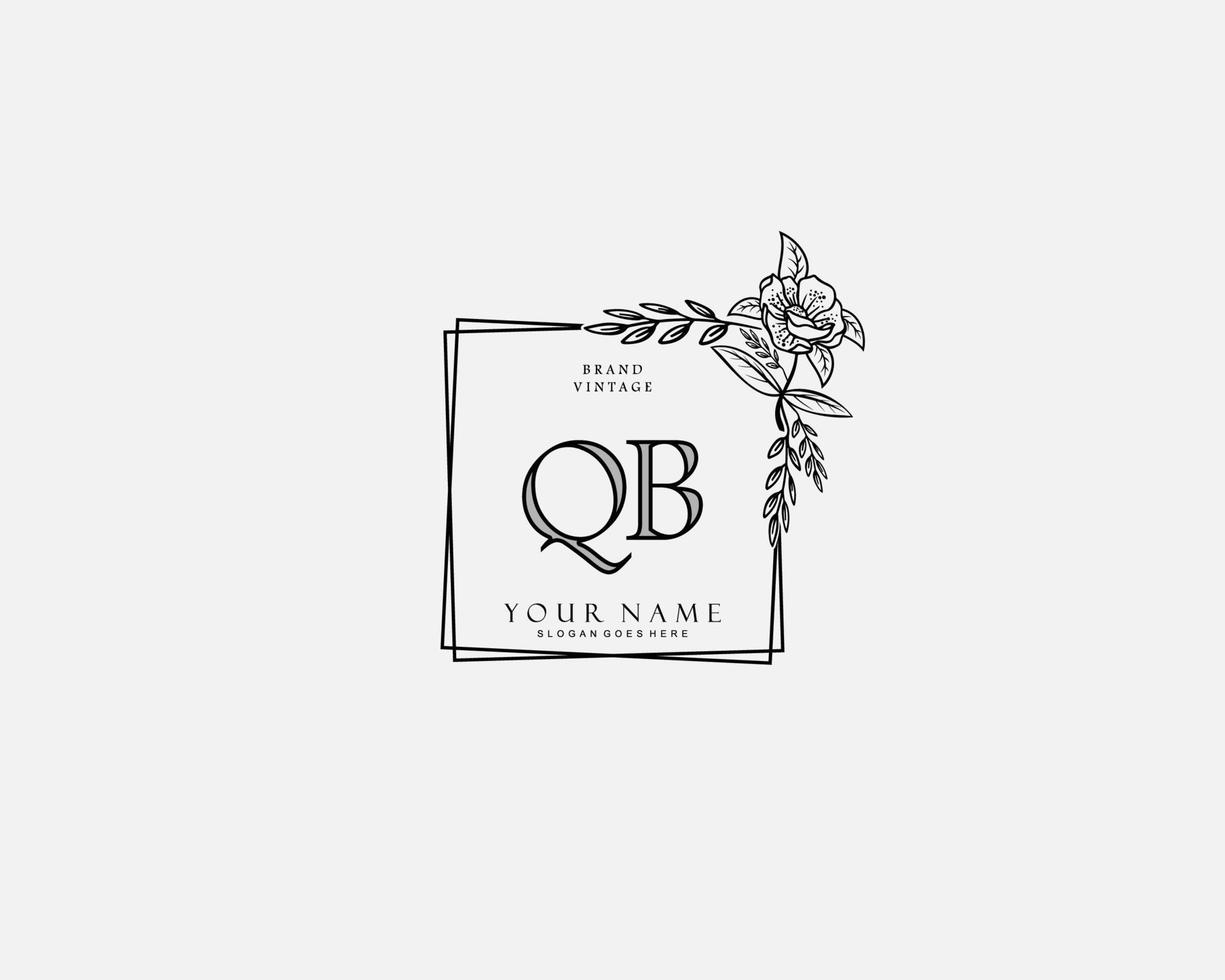 Initial QB beauty monogram and elegant logo design, handwriting logo of initial signature, wedding, fashion, floral and botanical with creative template. vector