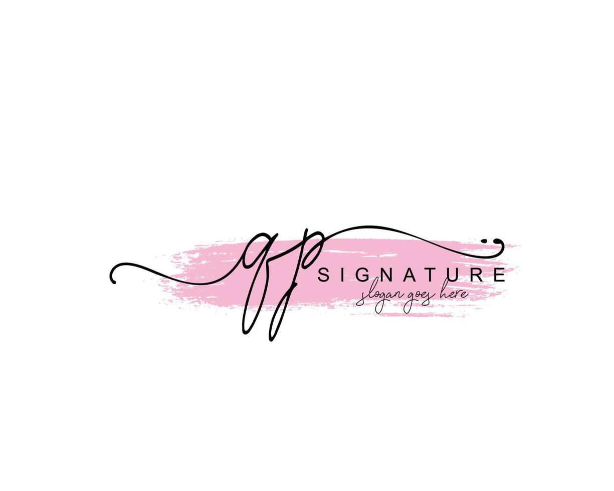 Initial QP beauty monogram and elegant logo design, handwriting logo of initial signature, wedding, fashion, floral and botanical with creative template. vector