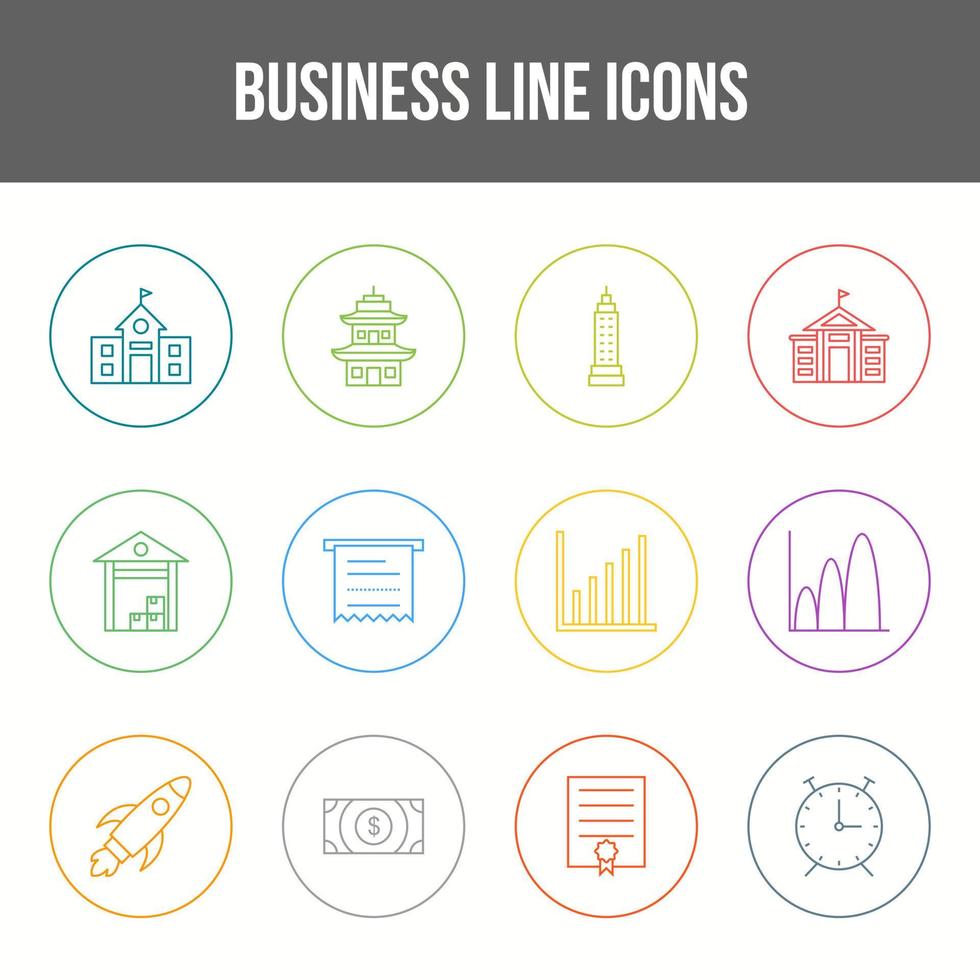 Unique Business Line icon set vector
