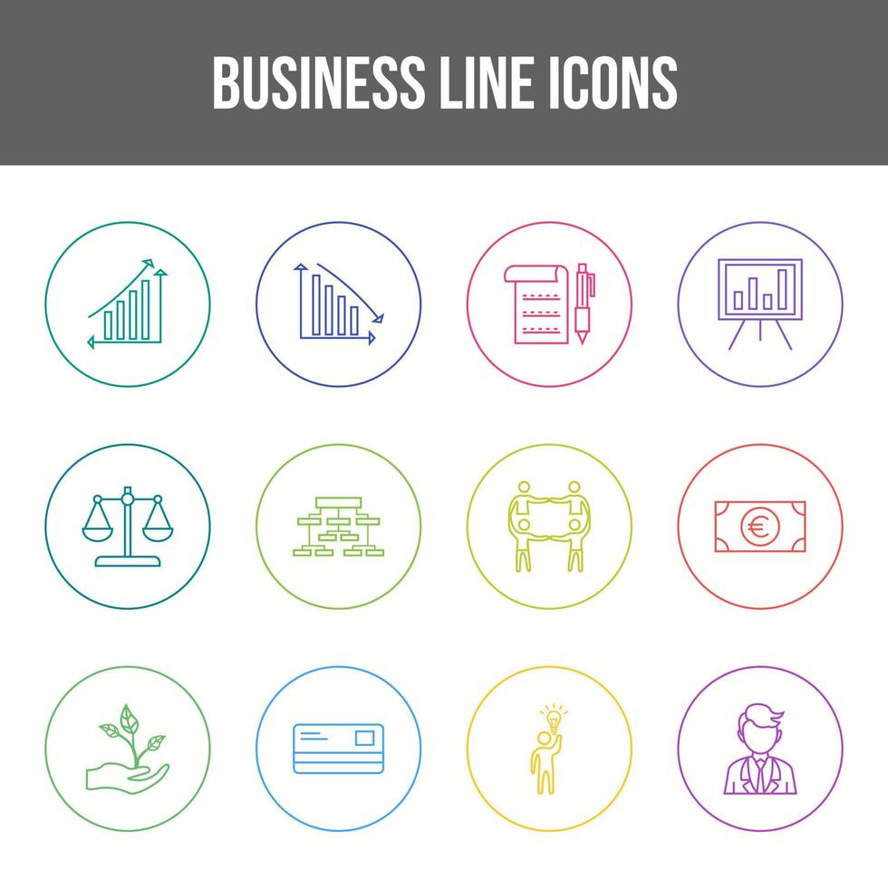 Unique Business Line icon set vector