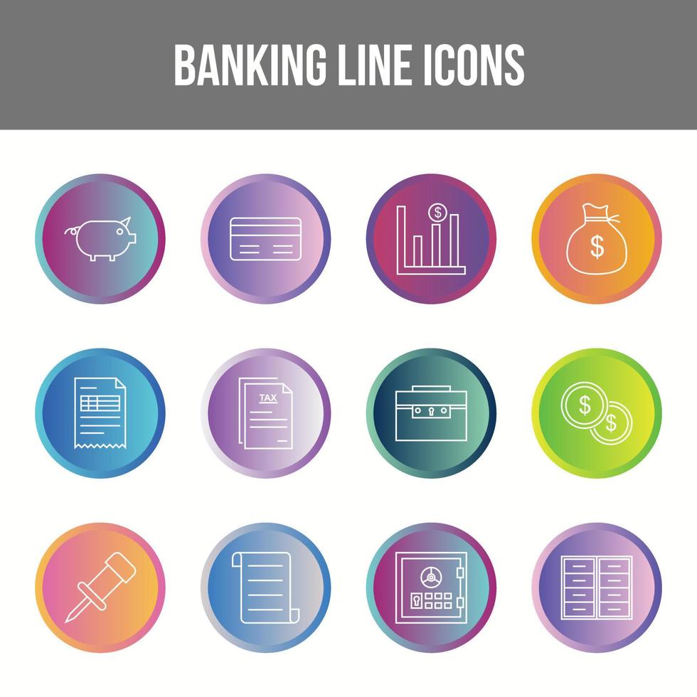 conjunto de iconos de línea bancaria única vector