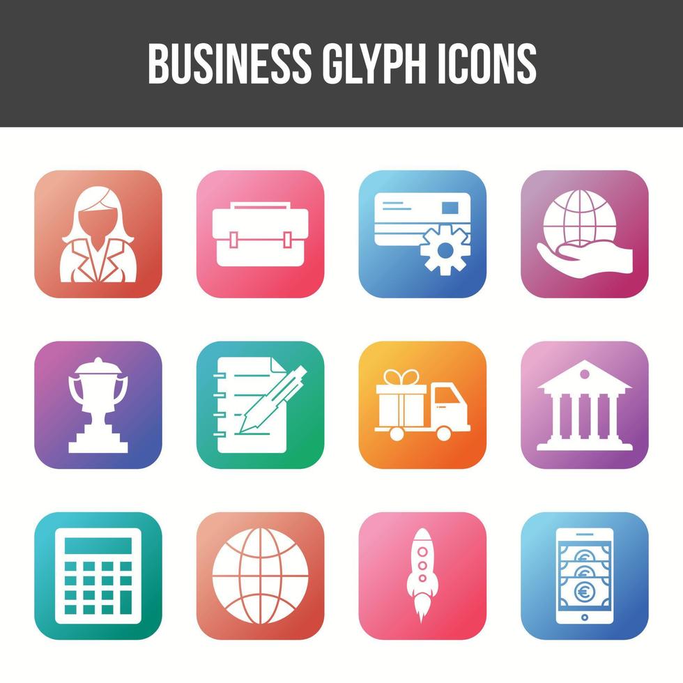 Unique Business Glyph icon set vector