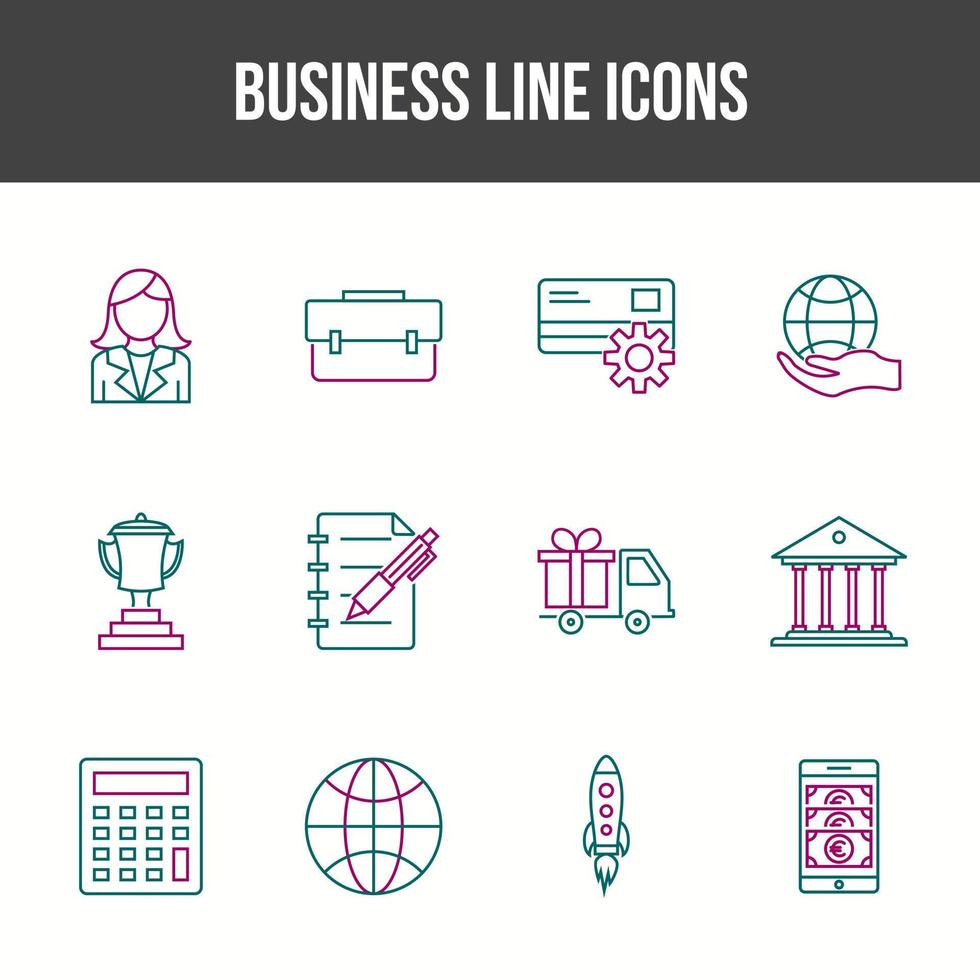 Unique Business Line icon set vector