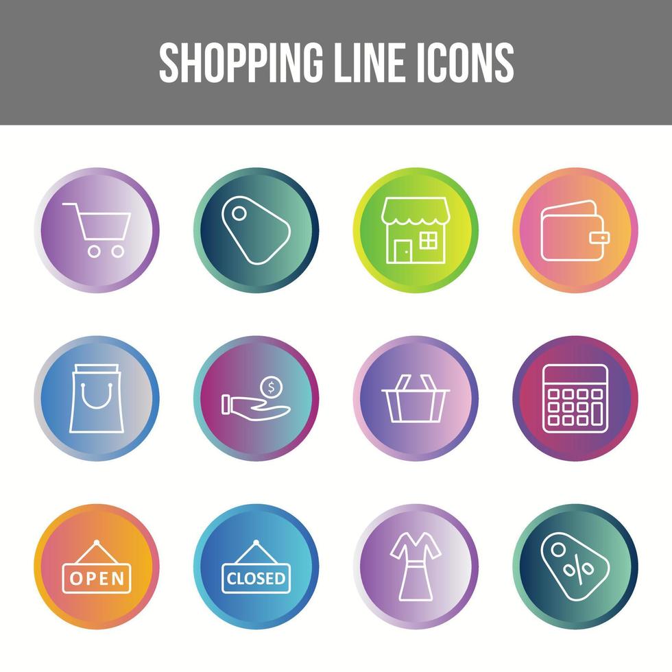 Unique Shopping Line icon set vector
