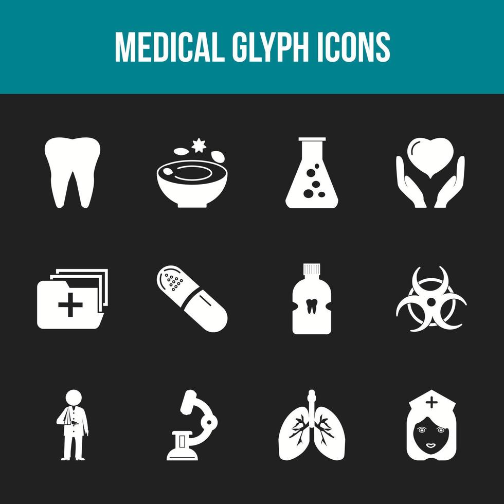Unique Medical Glyph icon set vector