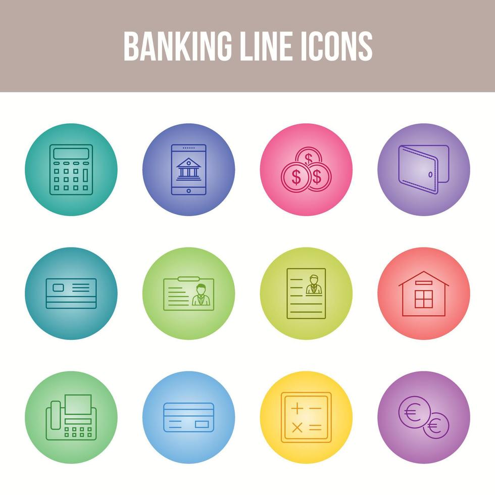 Unique Banking Line icon set vector