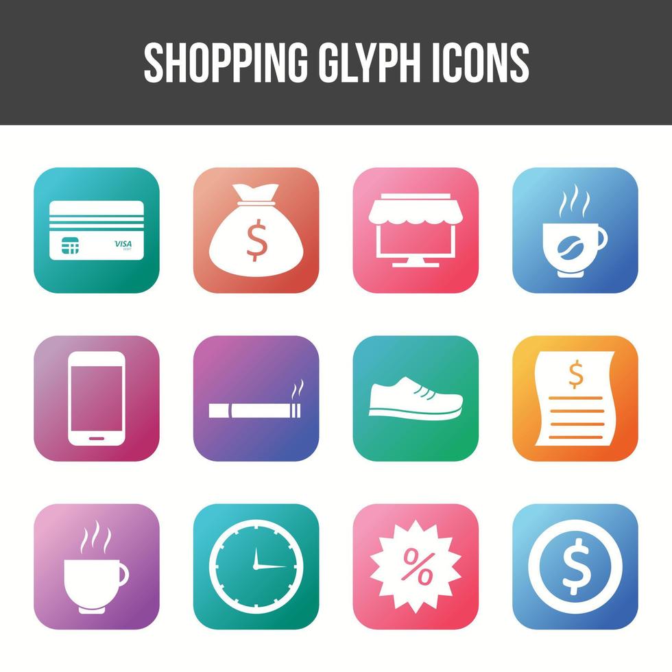 Unique Shopping Glyph icon set vector