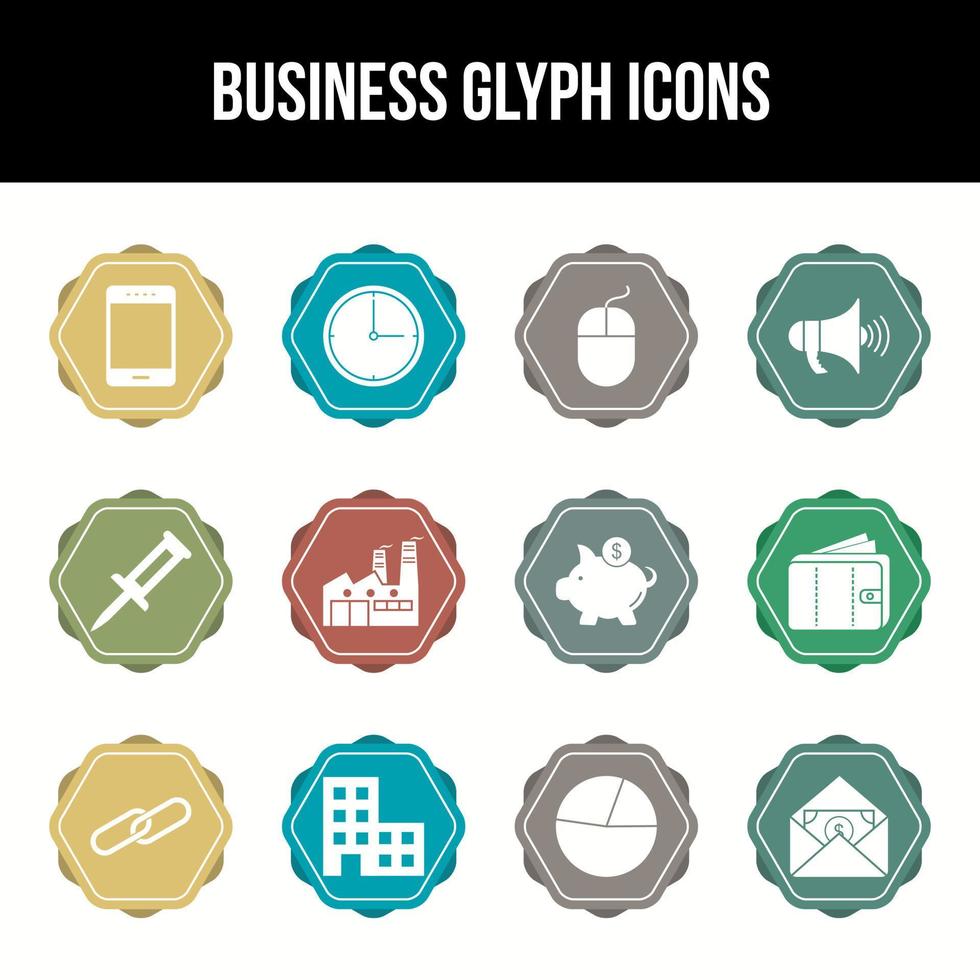 Unique Business Glyph icon set vector