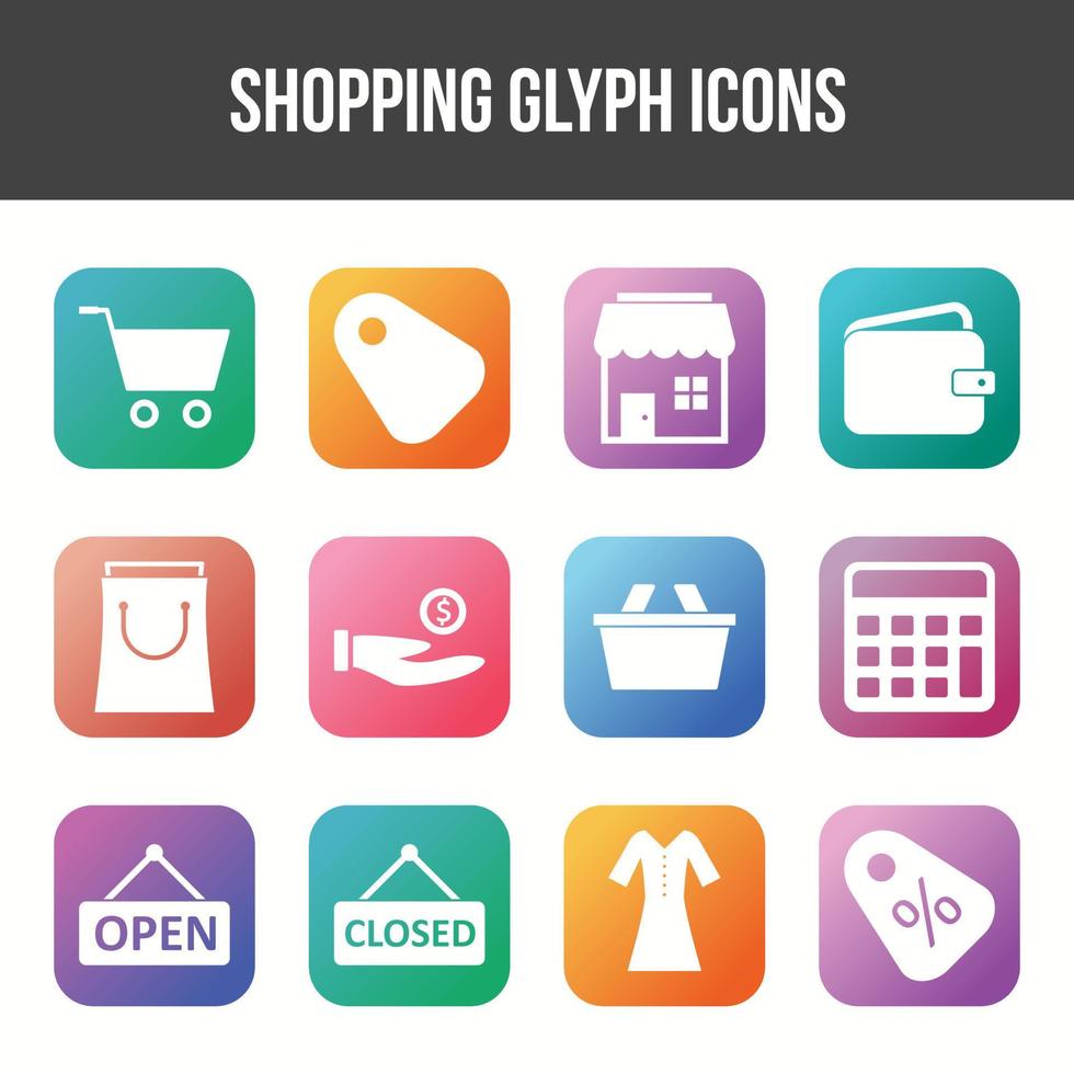 Unique Shopping Glyph icon set vector